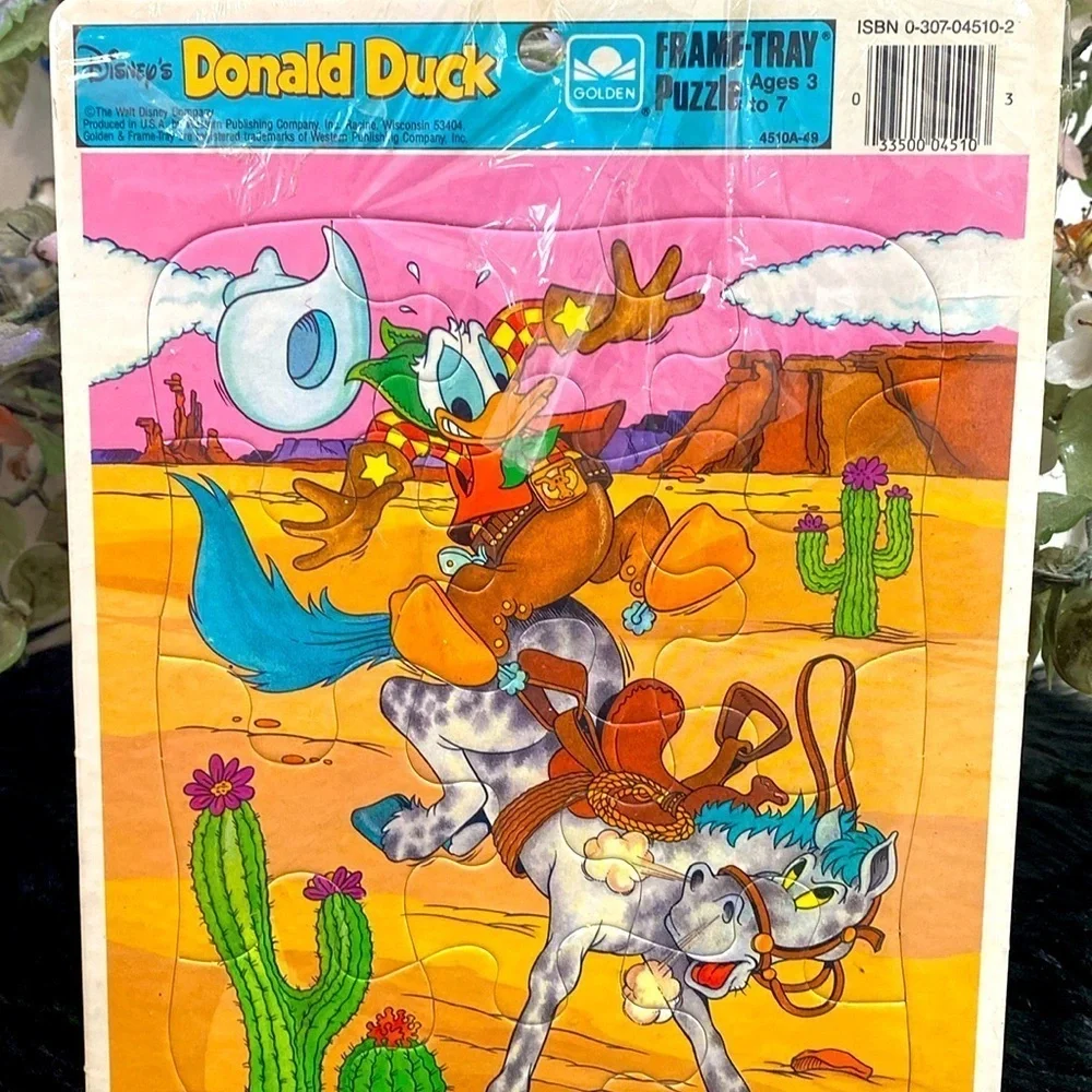 Disney vintage Disney Golden Frame Tray Puzzles Donald & Minnie cheerleader